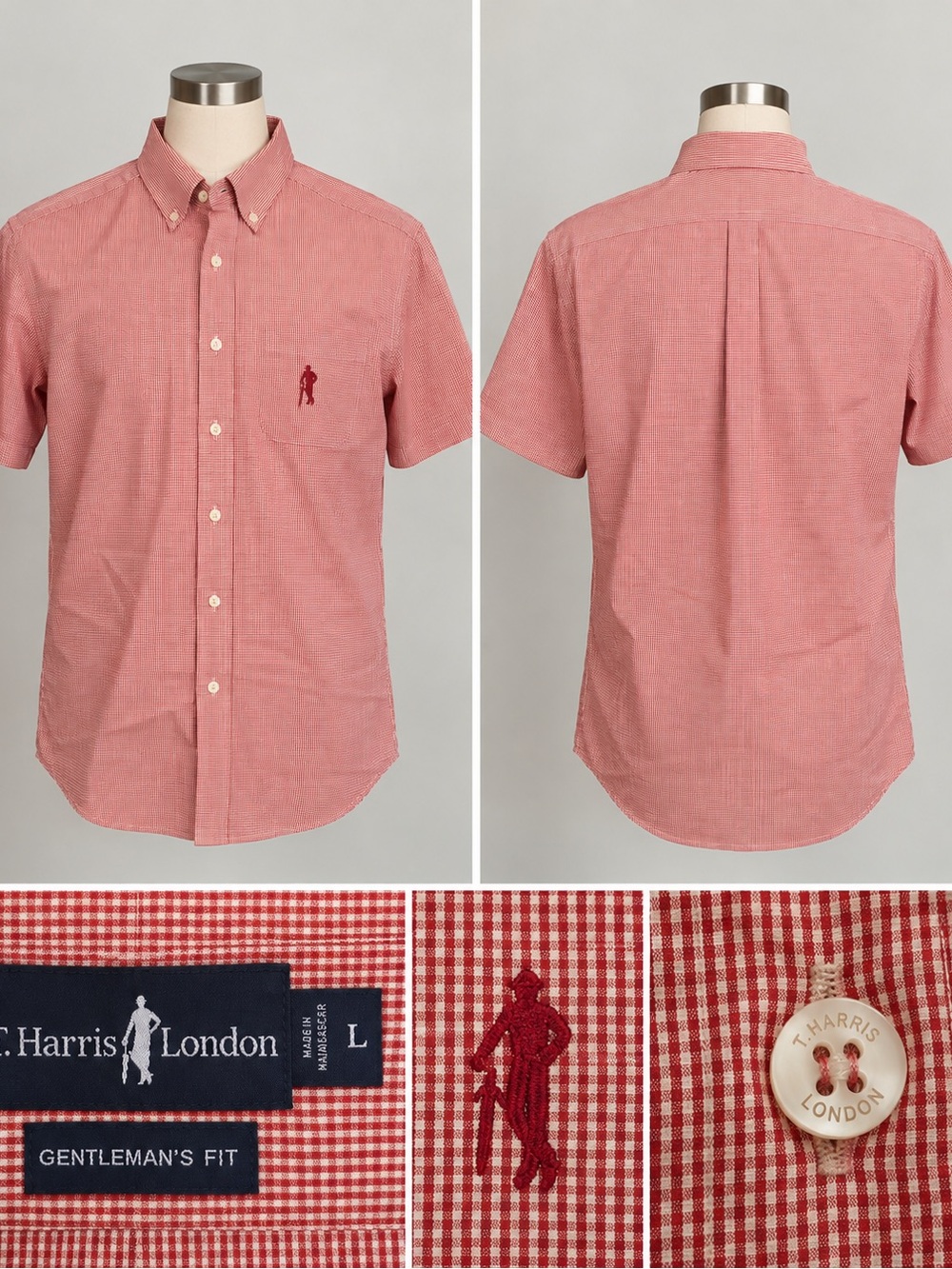 T. Harris London Short-Sleeve Button-Down Shirt in Red Gingham